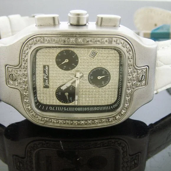 Joe Rodeo Unisex square 0.65Ct genuine diamonds stainless steel watch white band